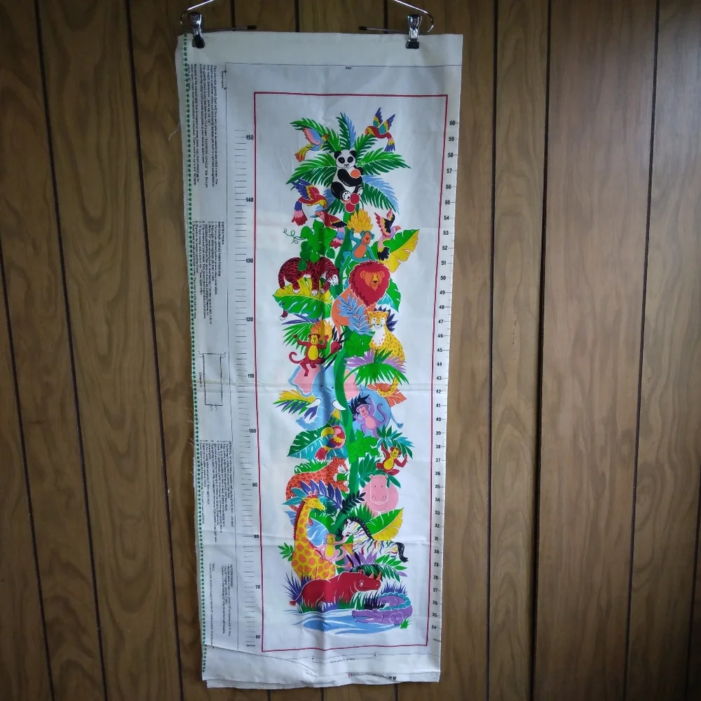 FABRIC Cranston Print Works Rainbow Jungle Growth Chart Panel